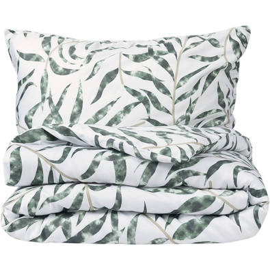 Lenjerie de pat Matex Satin Frunze tropicale , 140 x 200 cm, 70 x 90 cm