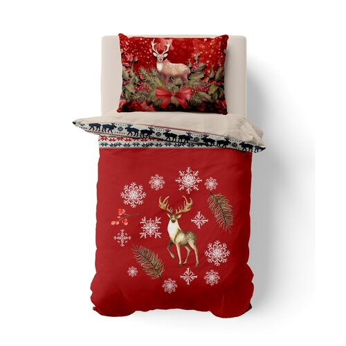 Kvalitex Bombažno posteljnino Božični jelen 3D,140 x 200 cm, 70 x 90 cm