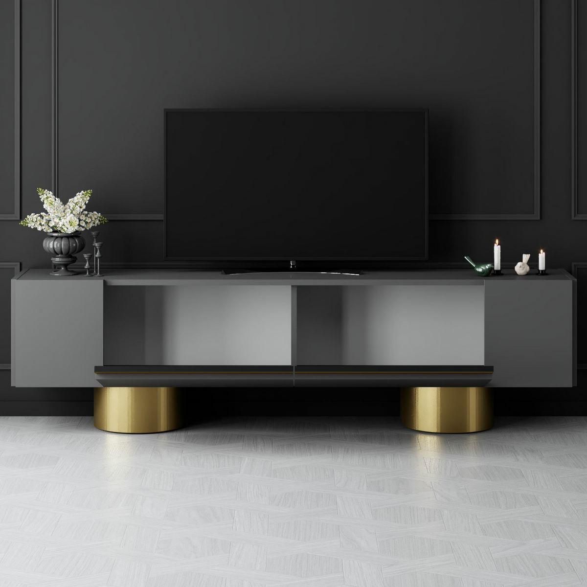 Televízny stolík Bohom Anthracite and Gold