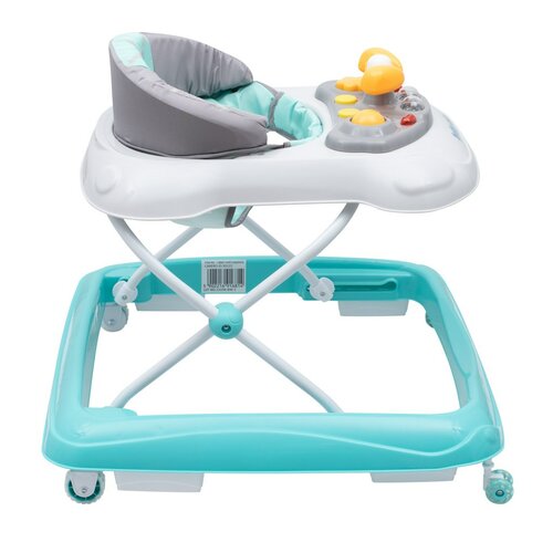 Chodzik Baby Mix z kierownicą i silikonowymikółkami, zielony, 50 x 44 x 50 cm