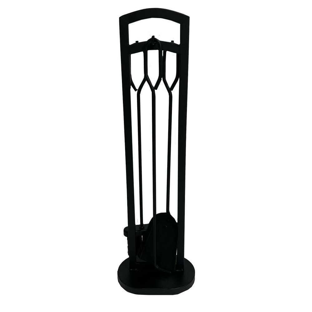 Súprava krbového náradia 70 cm, 3 diely, spodstavcom, čierna, kovová
