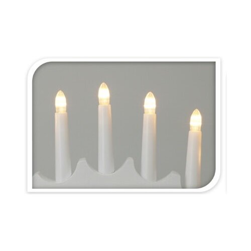 Vianočný svietnik so 7 LED sviecami Elodie biela, 41,5 x 25,5 x 5,5 cm, teplá biela
