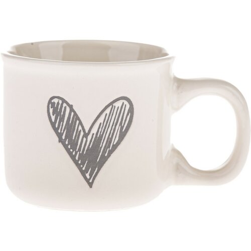 Set de 6 căni ceramice Inimioară II, 90 ml, gri