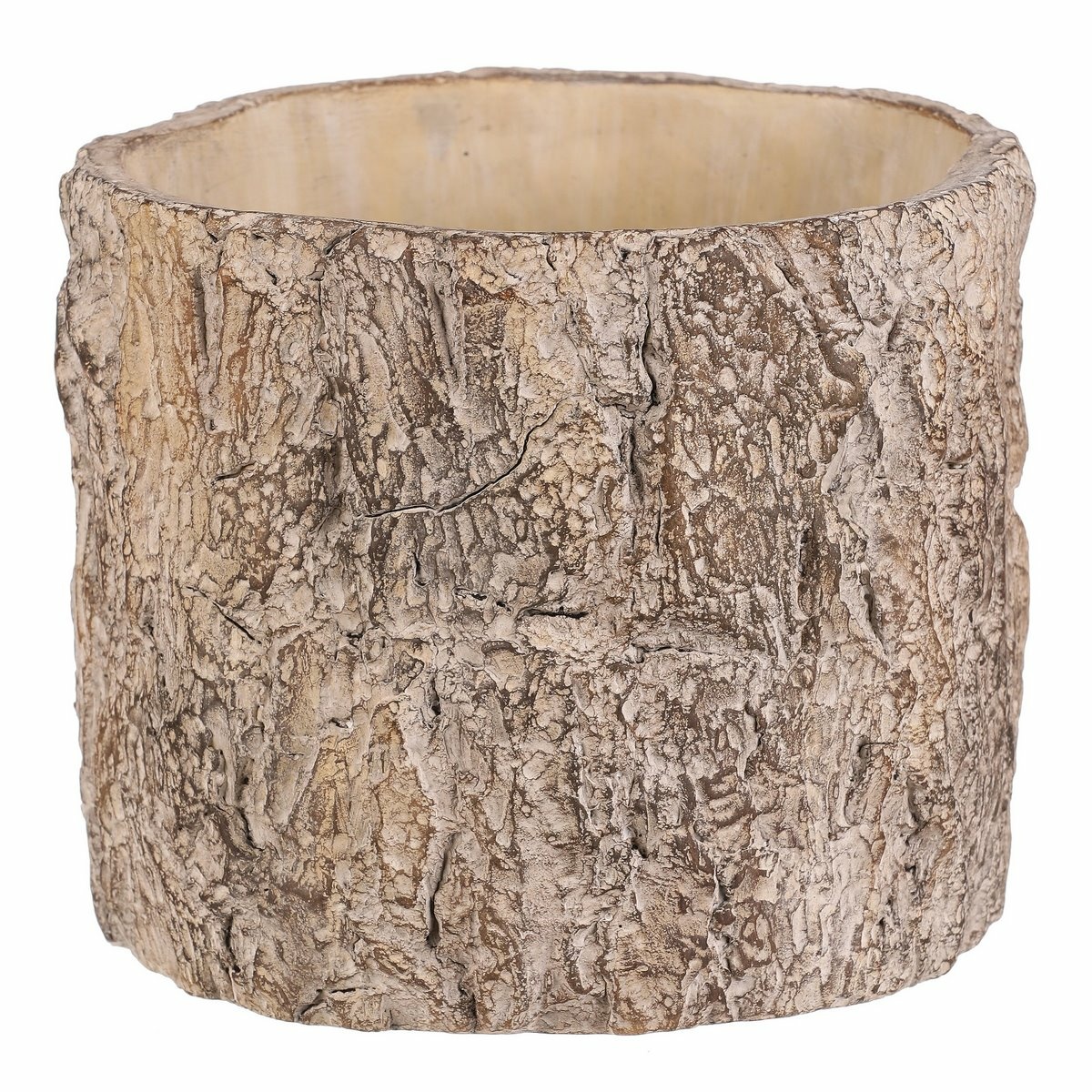 Obal na květiny imitace dřevěné kůry, 19,5 x 19,5 x 17 cm, beton, 19,5 cm