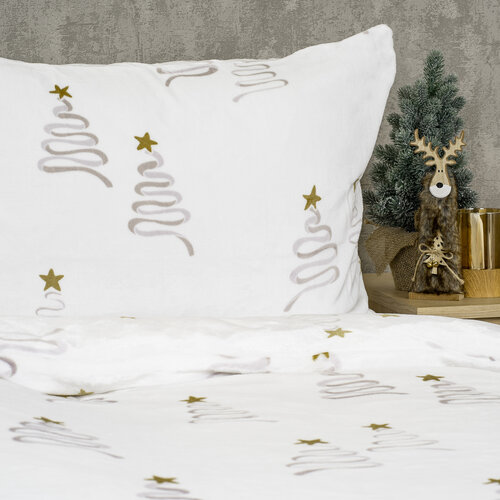 Lenjerie de pat din microflanel 4Home Christmas tree, 140 x 200 cm, 70 x 90 cm