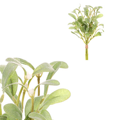 Sztuczna gałązka jemioły z jagodami, zielony, 35 cm