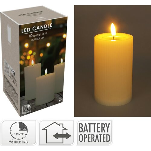 Kültéri LED gyertya 7,5 x 12,5 cm, bézs színű, elemes