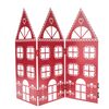 Świąteczna metalowa dekoracja Three housesczerwona, 68 x 39 x 2,5 cm