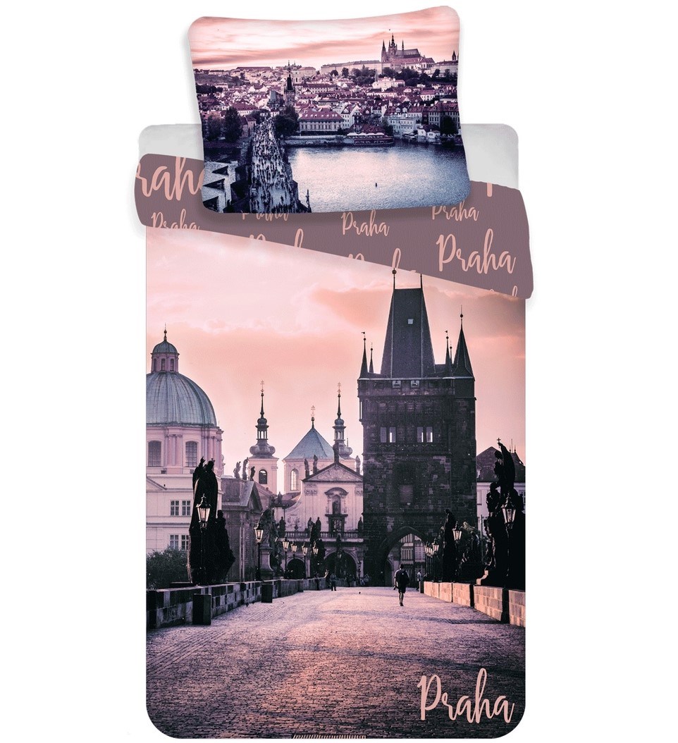 Jerry Fabrics Bavlněné povlečení Praha - Romantique, 140 x 200 cm, 70 x 90 cm