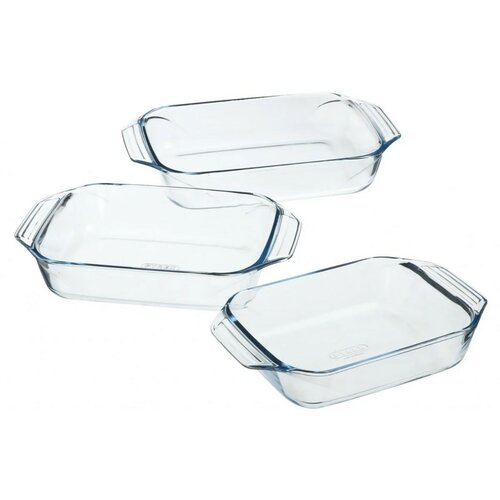 Pyrex Set de 3 vase de sticlă pentru cuptor, 2 l +3 l + 4 l