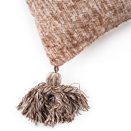 Подушка з бахромою коричнева, 45 x 45   см