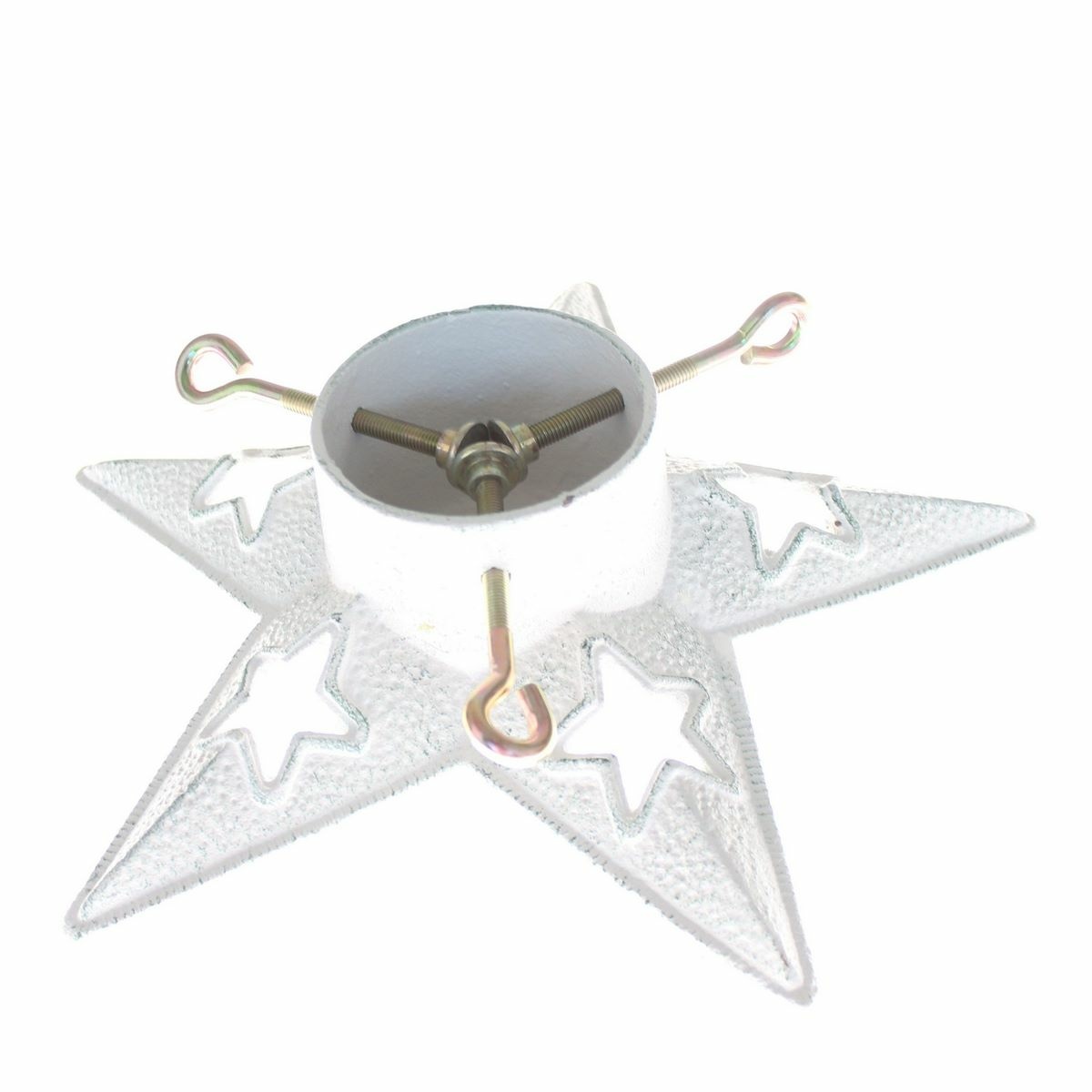 Litinový stojan na vánoční stromeček Hvězdy bílá, 33,5 x 9 x 33 cm