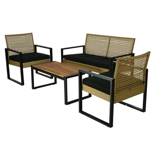 Gartenmöbel Set Gandia, 4 Teile, Metall, PE, Rattan