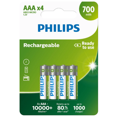 Philips Nabíjacie batérie AAA 1,2 V, 4 ks