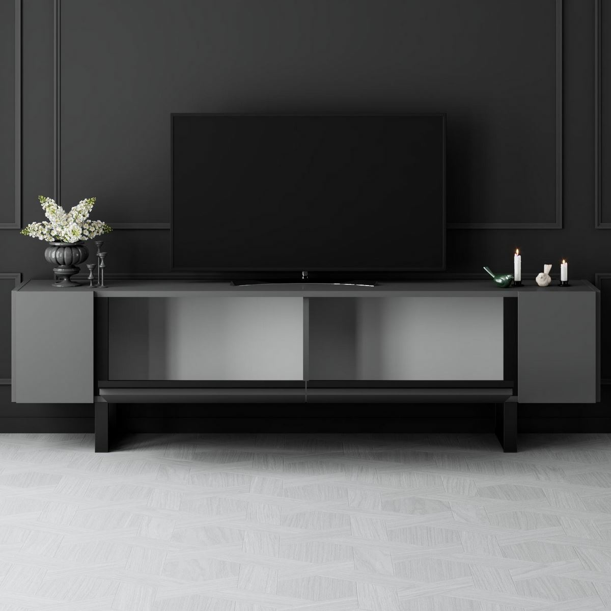 Televízny stolík Yildiz Anthracite and Black