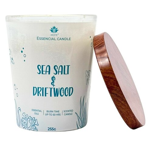 Lumânare Arome în sticlă cu capac metalic 255gSea salt & Driftwood