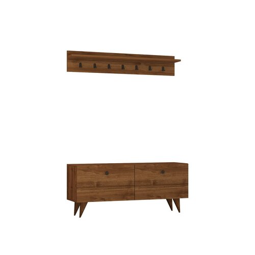 Cuier de perete cu dulap pentru pantofi Rupa Walnut