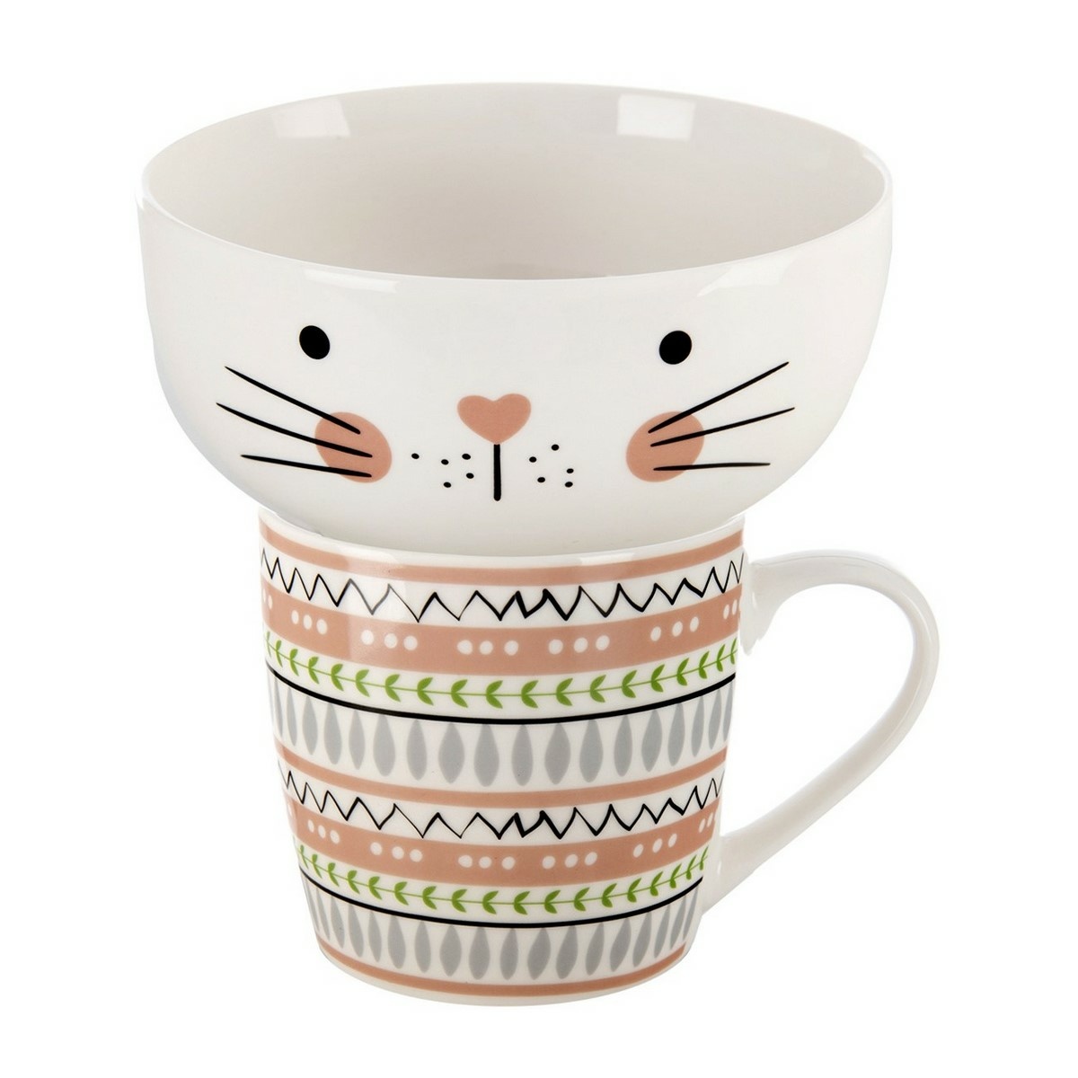 Orion Cană de porțelan cu bol Cat, 0,35 l