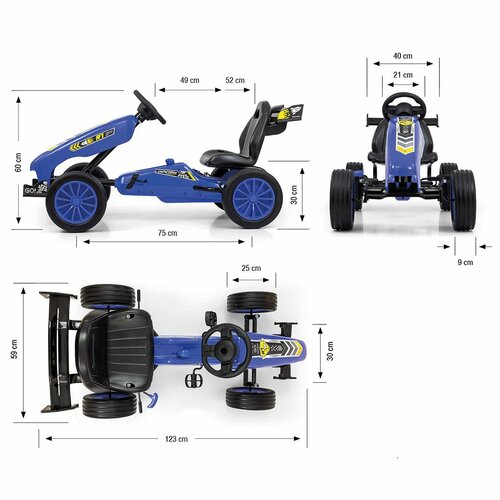 Milly Mally Quadricycle Go-kart Rocket, niebieski