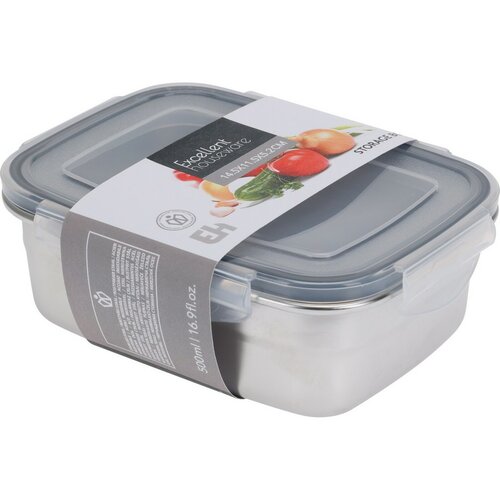 Excellent Houseware Edelstahl-Frischhaltedose mit Kunststoffdeckel, 500 ml