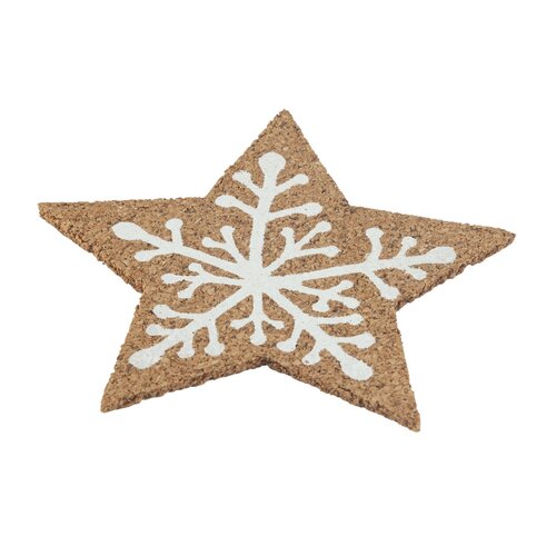 Altom Podstavek za skodelico iz plute Winter star10 x 10 x 0,3 cm, komplet 6 kosov