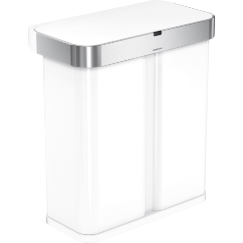 Simplehuman Bezdotykový koš s hlasovým senzorem na tříděný odpad 58 l, bílá