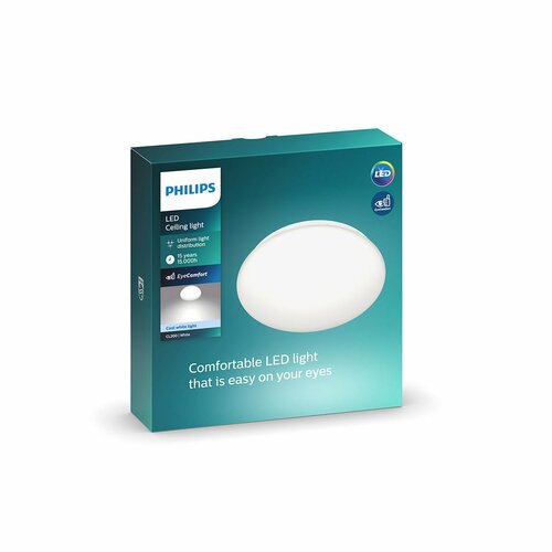 Philips 8718699681050 Стельовий світлодіоднийсвітильник Moire 6 Вт 640lm 4000K 22,5 см, білий