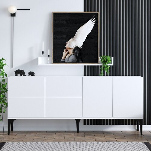 Schrank mit Wandregal Lucky White and Black