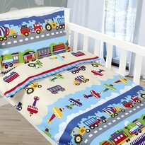 Bellatex Baumwollbettwäsche für Kinder Agata  Flugzeuge und Autos, 90 x 135 cm, 45 x 60 cm