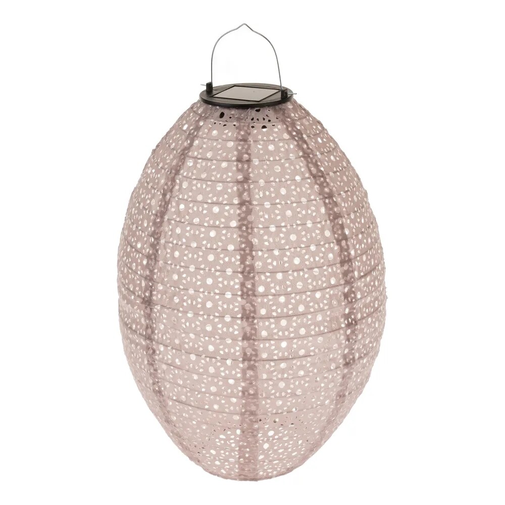 Textilní venkovní lampion se solárním LED světlem, 25 cm, hnědá