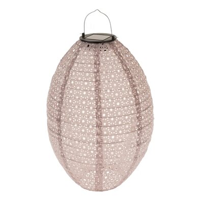 Textilný lampáš so solárnym LED svetlom, 25 cm,hnedý