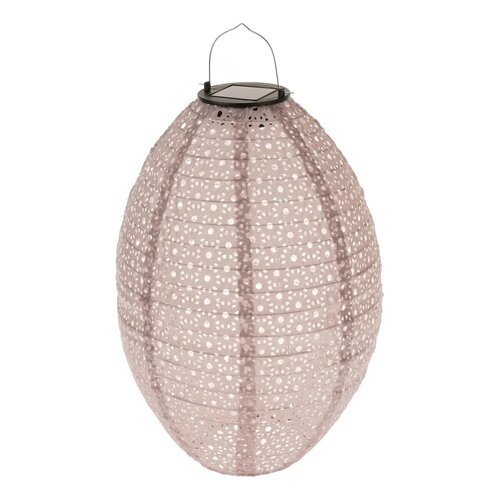 Textilní venkovní lampion se solárním LED světlem,25 cm, hnědá