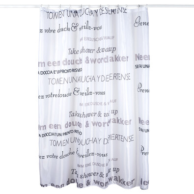 Szöveg zuhanyfüggöny fehér , 180 x 180 cm