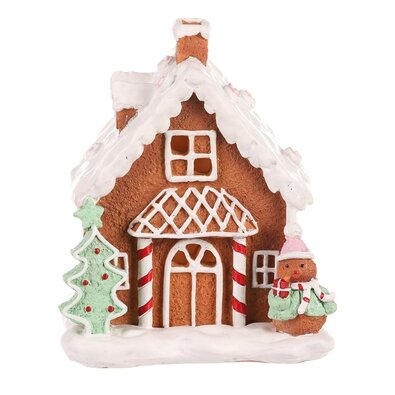 Dekoracja świąteczna Domek piernikowy zdobiony, poliresin, LED