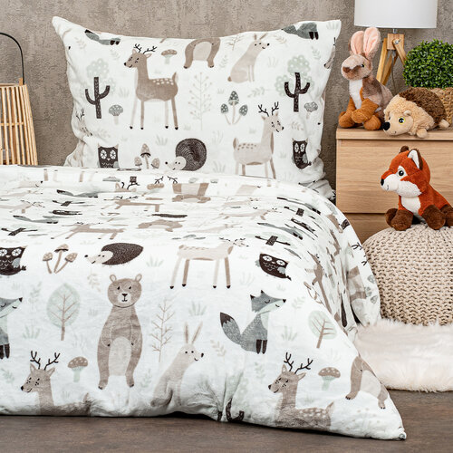 Lenjerie de pat pentru copii din microflanel 4Home Nordic friends, 140 x 200 cm, 70 x 90 cm