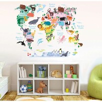 Samolepicí dekorace Dětská mapa světa zvířátka, 90 x 70 cm Samolepicí dekorace Dětská mapa světa zvířátka, 90 x 70 cm