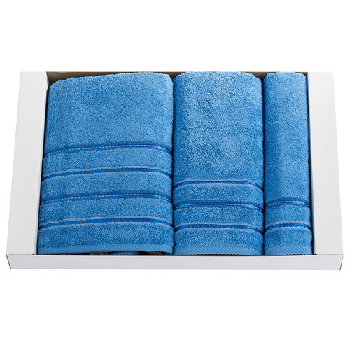 Dárkový set ručníků Nicola modrá, sada 3 ks