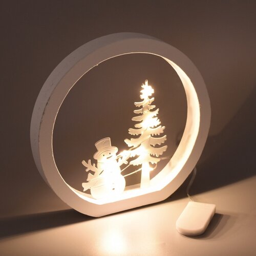 Weihnachts-LED-Dekoration „Schneemann“, Durchmesser 15 cm, warmweiß