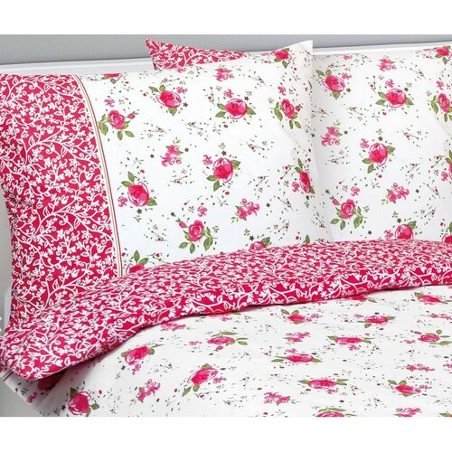 Bellatex Бавовняна постільна білизна Трояндочка рожевий, 140 x 200 см, 70 x 90 см