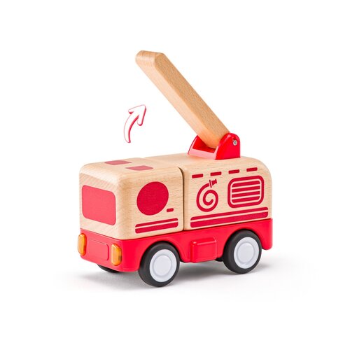 Woody Auto strażackie z dźwiękami i światłem, koło zamachowe