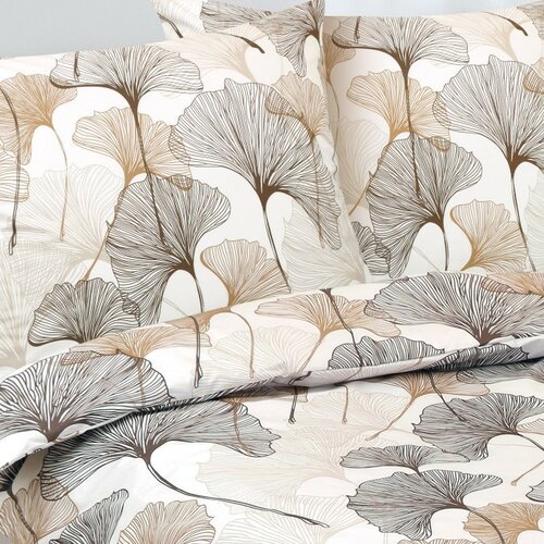 Bellatex Bawełniana pościel Ginkgo beżowa, 140 x200 cm, 70 x 90 cm