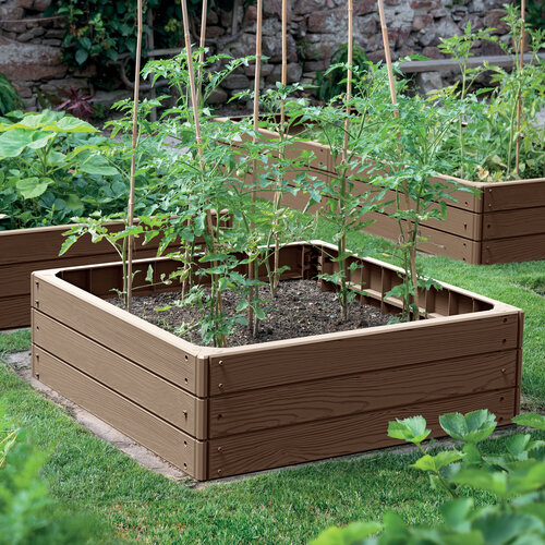 Hochbeet BASE WOODY rustikale Ziegel, 75,6 x 25 x 75,6 cm