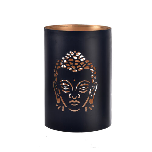 InDecor Fém gyertyatartó Buddha fekete, 13 x 13 x22 cm