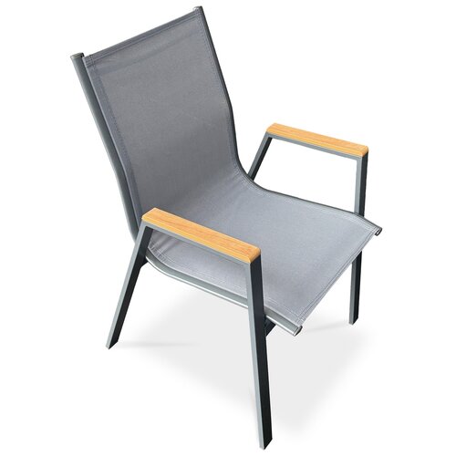 Autronic Krzesło ogrodowe, metal, tkanina, szare,AZC-S1050 GREY