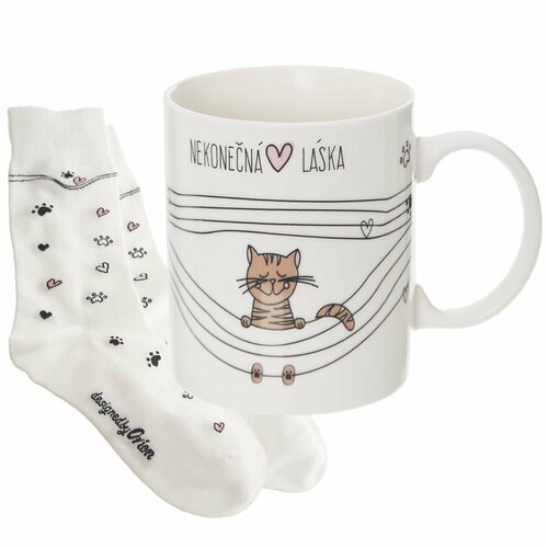 Orion Keramický hrnček Nekonečná láska Mačka, 0,35 l + darček Ponožky