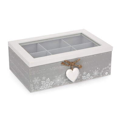 Box s priehradkami Love Winter sivá, 23 x 16 cm