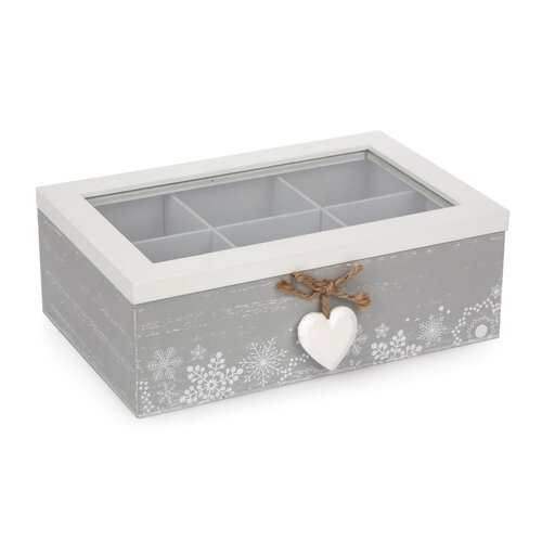 Box s přihrádkami Love Winter šedá, 23 x 16 cm