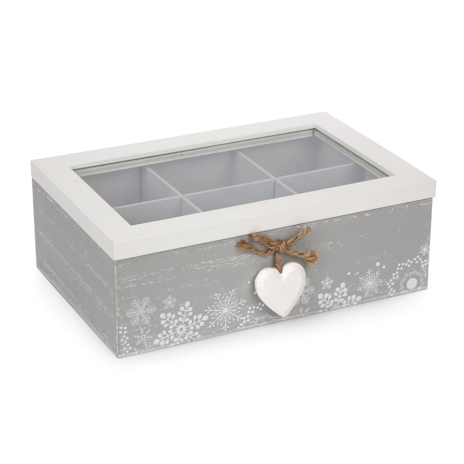 Altom Box s priehradkami Love Winter sivá, 23 x 16 cm