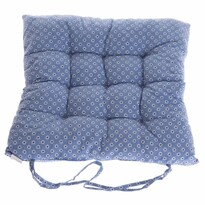 Стьобана подушка на сидіння Квіти синя, 40 x 40 см