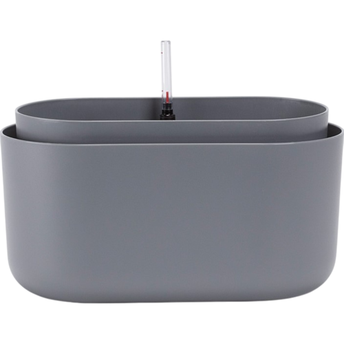 Jardinieră cu auto-irigare Plastia, gri,31 x 16 cm
